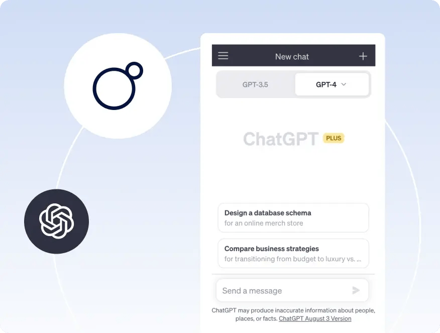 chatgpt interface with chatgpt and oxygen icon